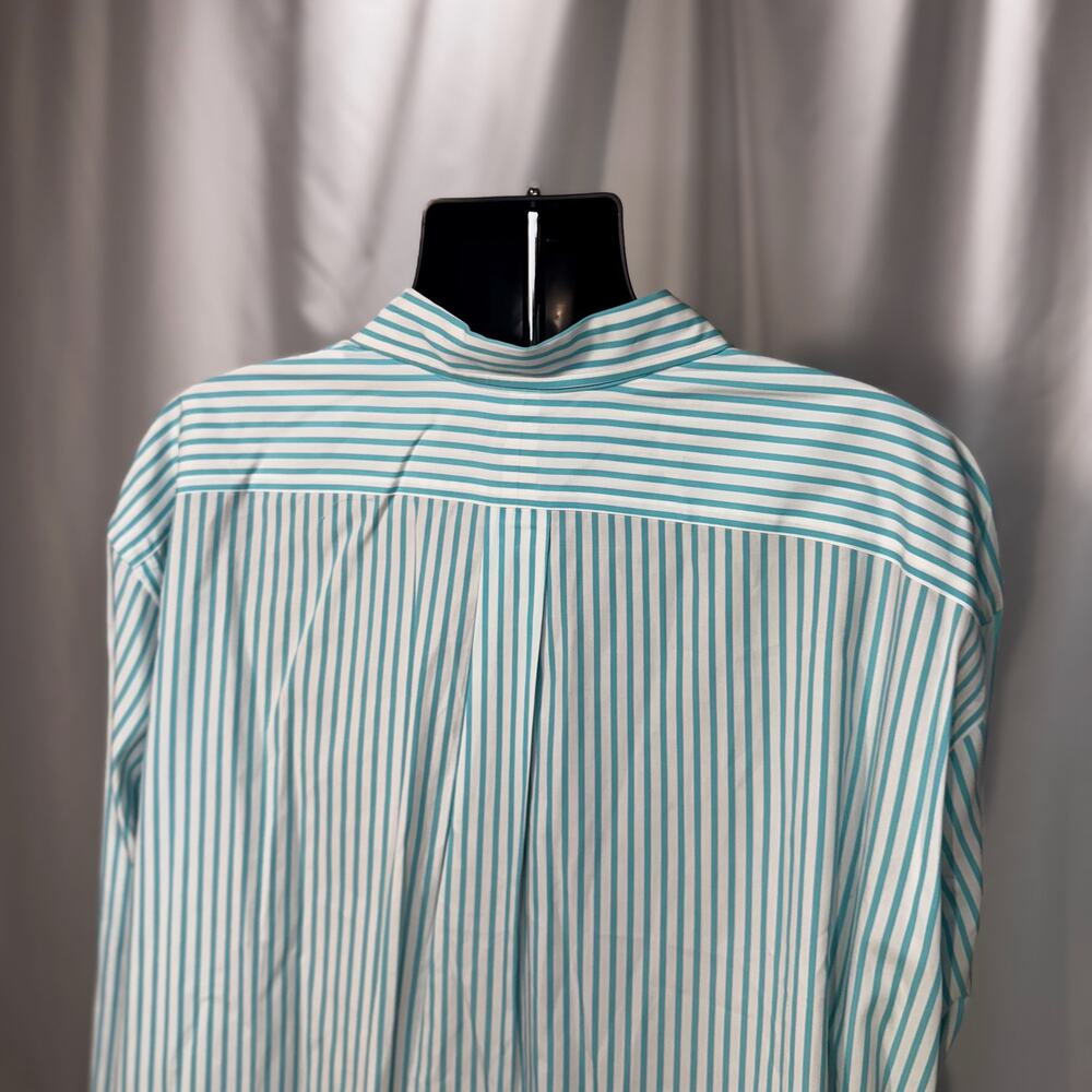 Ralph Lauren Men's 3XLT Tall Striped Button Down Shirt Turquoise White Cotton - Picture 11 of 16